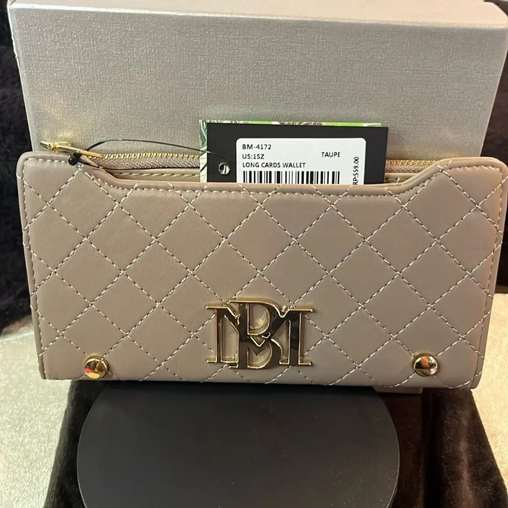 BADGLEY MISCHKA TAUPE LONG CARDS WALLET NWT